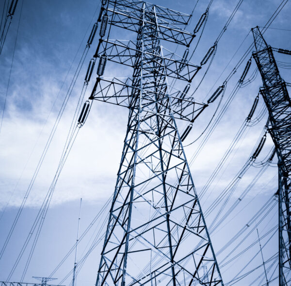 electricity high voltage pole and sky